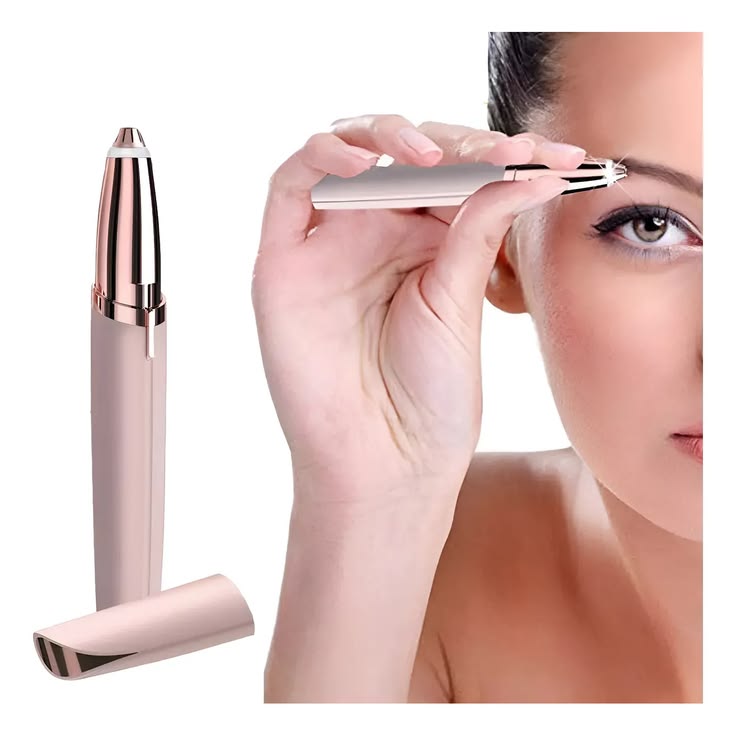 Belline aparador facial elétrico rose gold em uso na sobrancelha